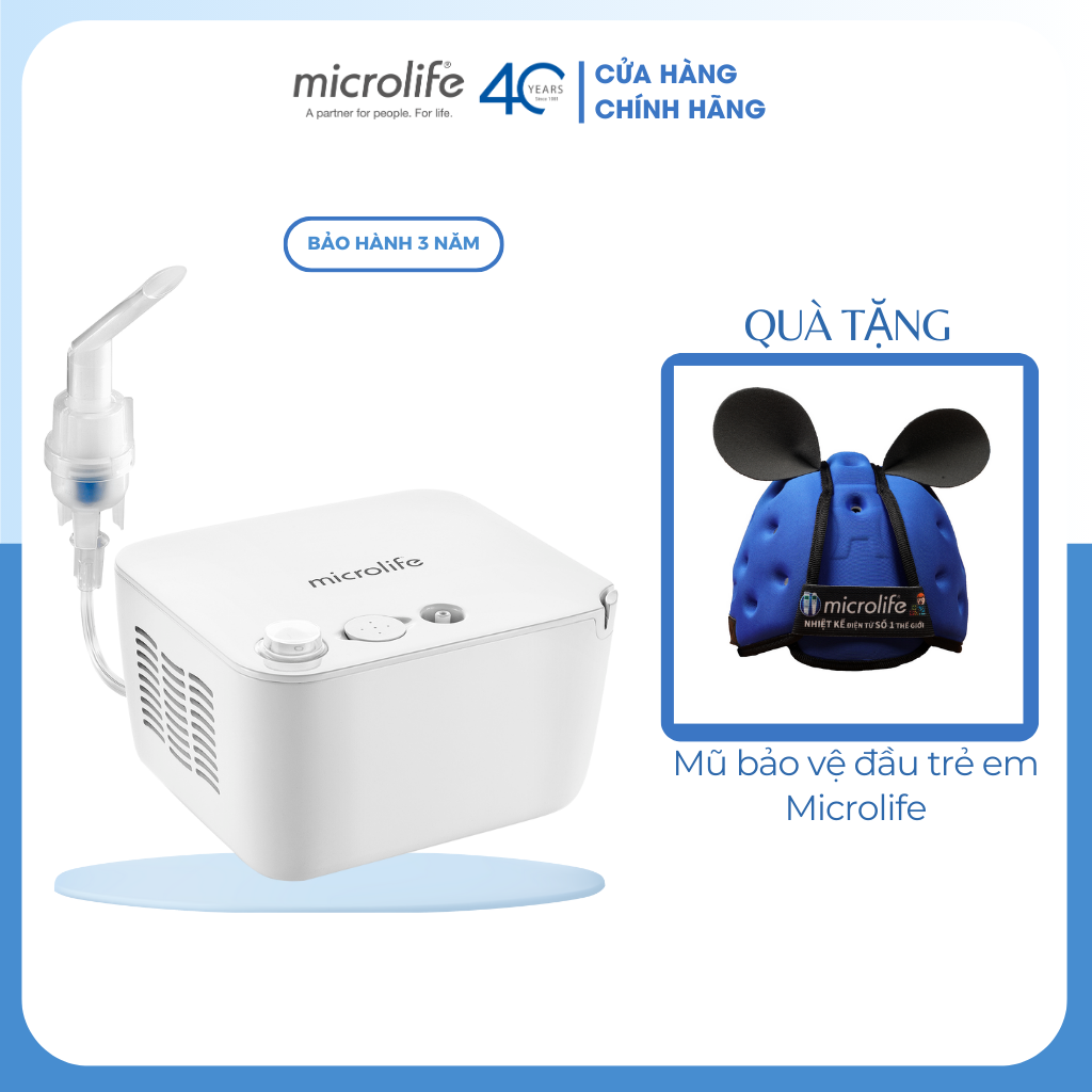 Máy xông khí dung, xông mũi họng microlife neb200, bảo vệ mũi họng, bảo hành 3 năm