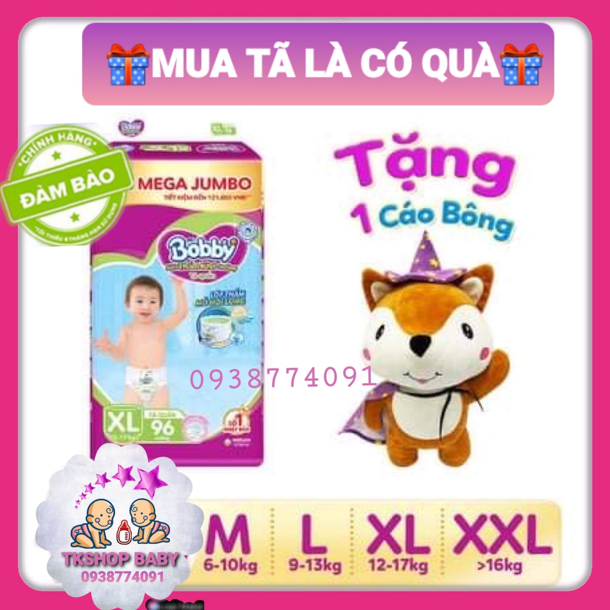 *tã quần bobby gói mega jumbo đệm lưng thấm mồ hôi size xl96 miếng