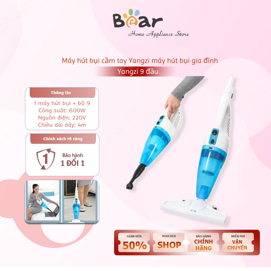Máy hút bụi cầm tay Yangzi 2in1 đa năng tiện dụng TẶNG kèm 9 đầu hút chuyên dụng
