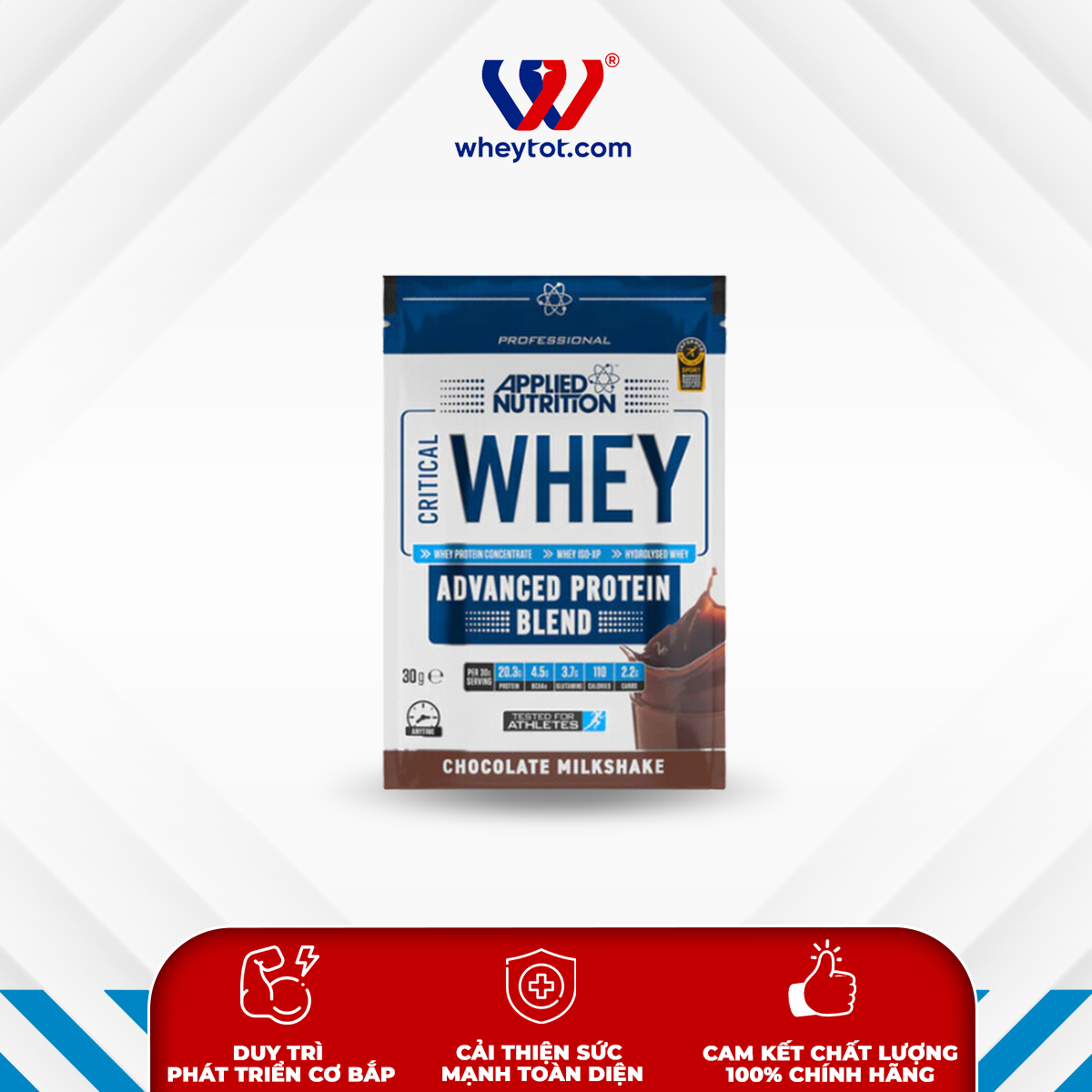 Bột Whey Sample Applied Nutrition Critical tập trung tăng cơ giảm mỡ (gói dùng 1 lần)