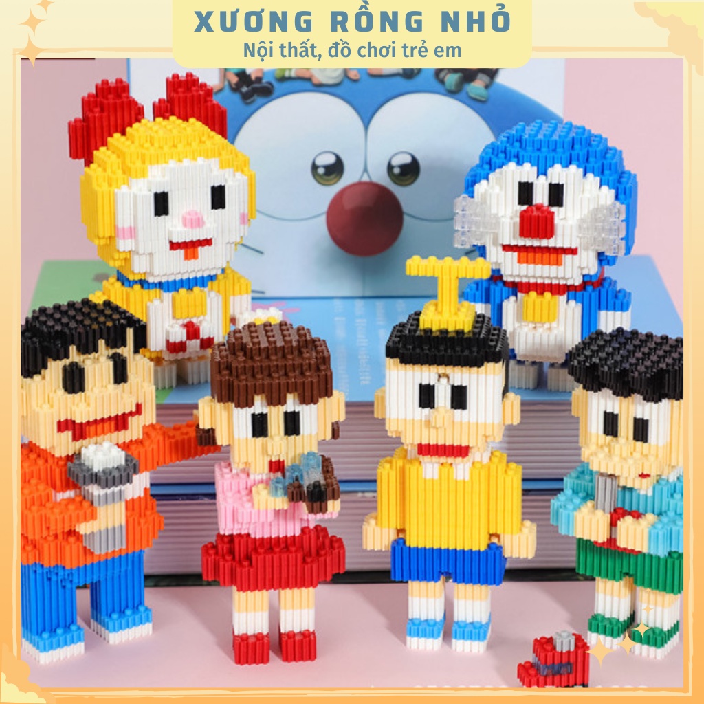 Mô hình doraemon và những người bạn,mô hình mini đồ chơi lắp ráp 3d hình các nhân vật hoạt hình