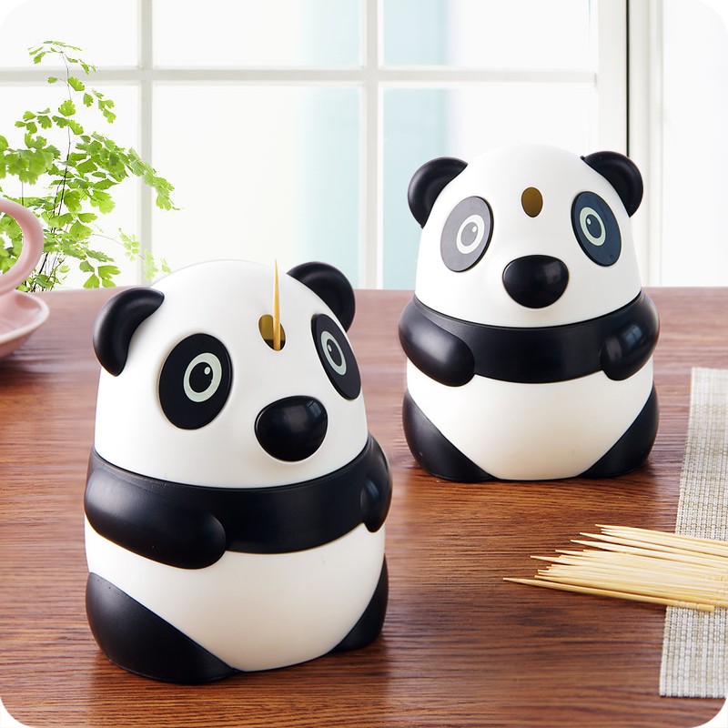 Hộp Đựng Tăm Hình Gấu Trúc Có Nút Nhấn