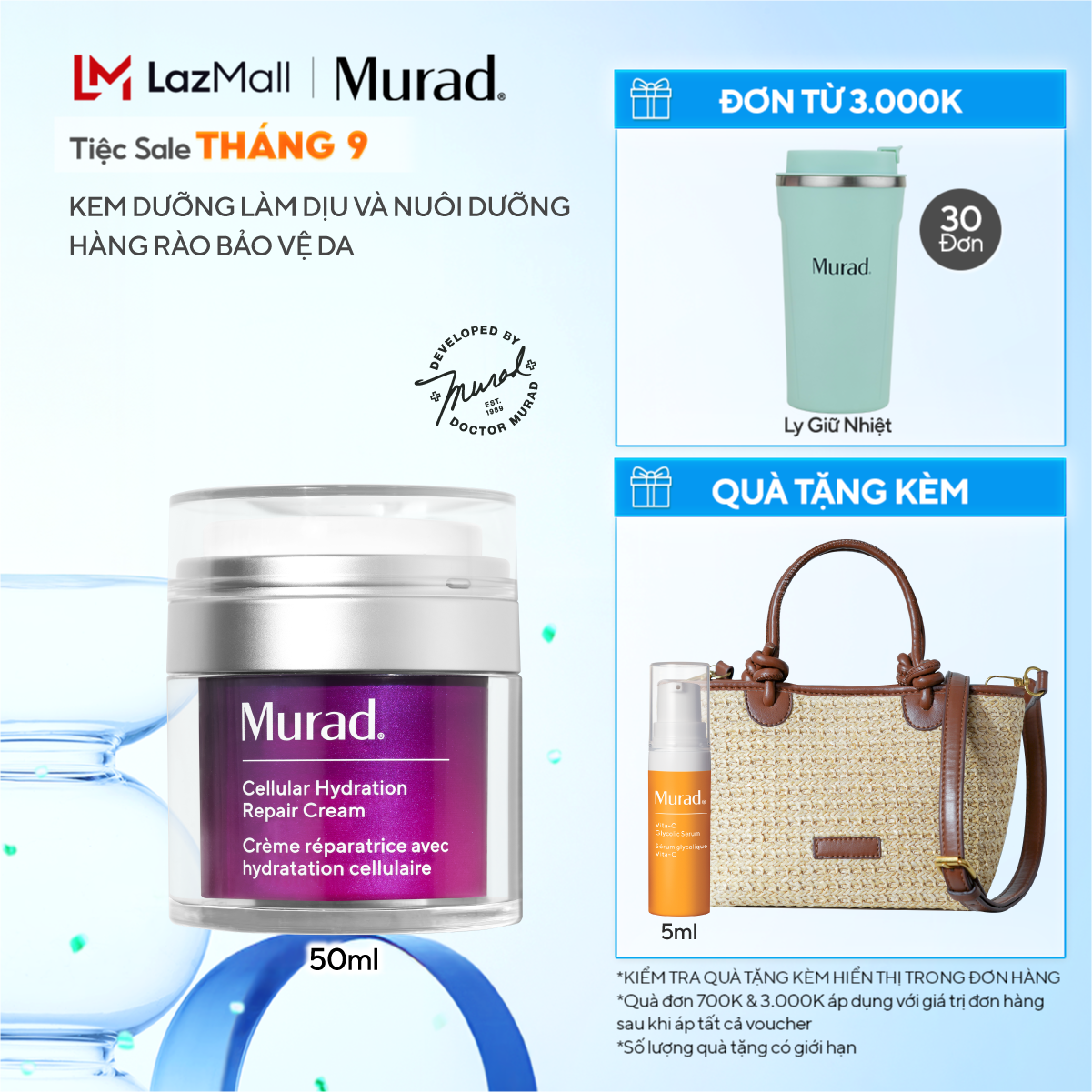 Kem dưỡng ẩm giúp làm dịu da khô và nuôi dưỡng hàng rào bảo vệ da Murad Cellular Hydration Repair Cream 50ml