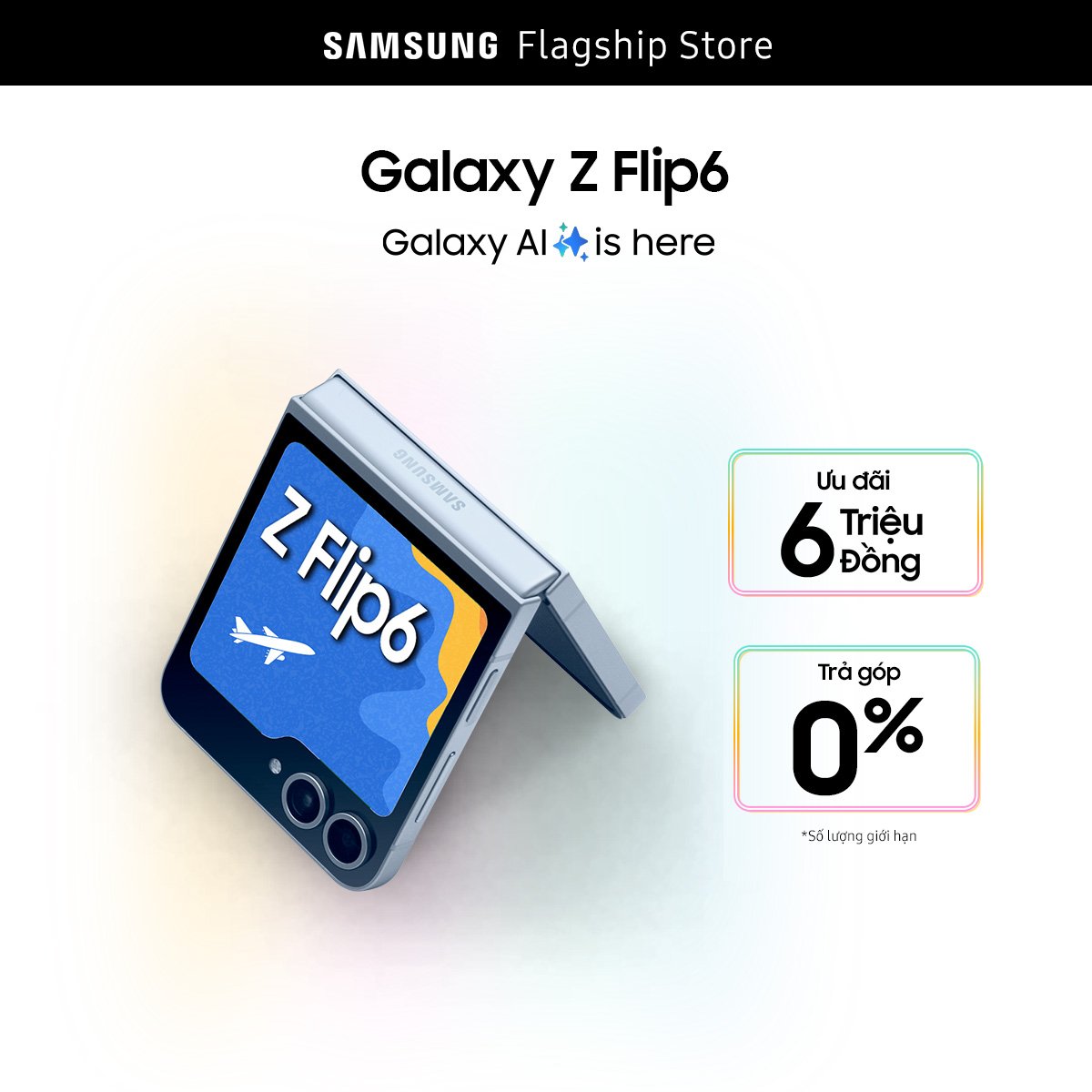 [SIÊU SALE TỪ 20H 1.2][Flip6 512GB TẶNG WATCH FE & COVER - CHỈ CÓ TẠI LAZADA] Điện thoại Samsung Galaxy Z Flip6, điện thoại AI, pin lớn 4000mAh, Flexcam 50MP