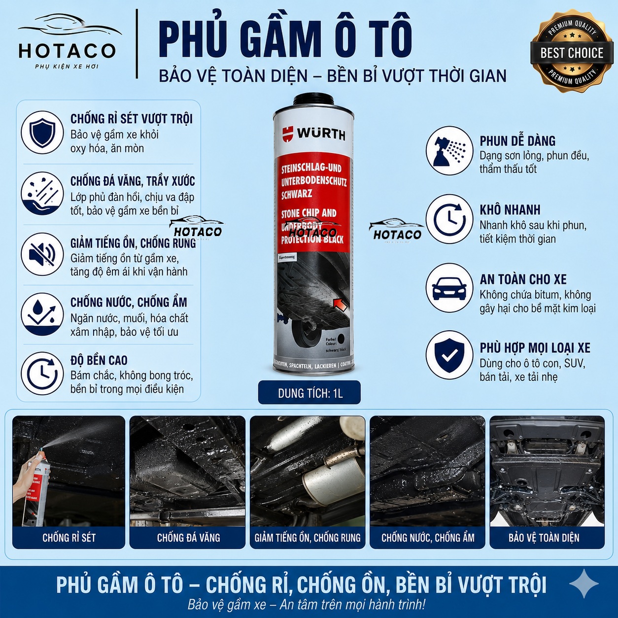 Phủ gầm, dung dịch chống ồn chống rỉ sét gầm xe ô tô, xịt phủ gầm bảo dưỡng khoan máy