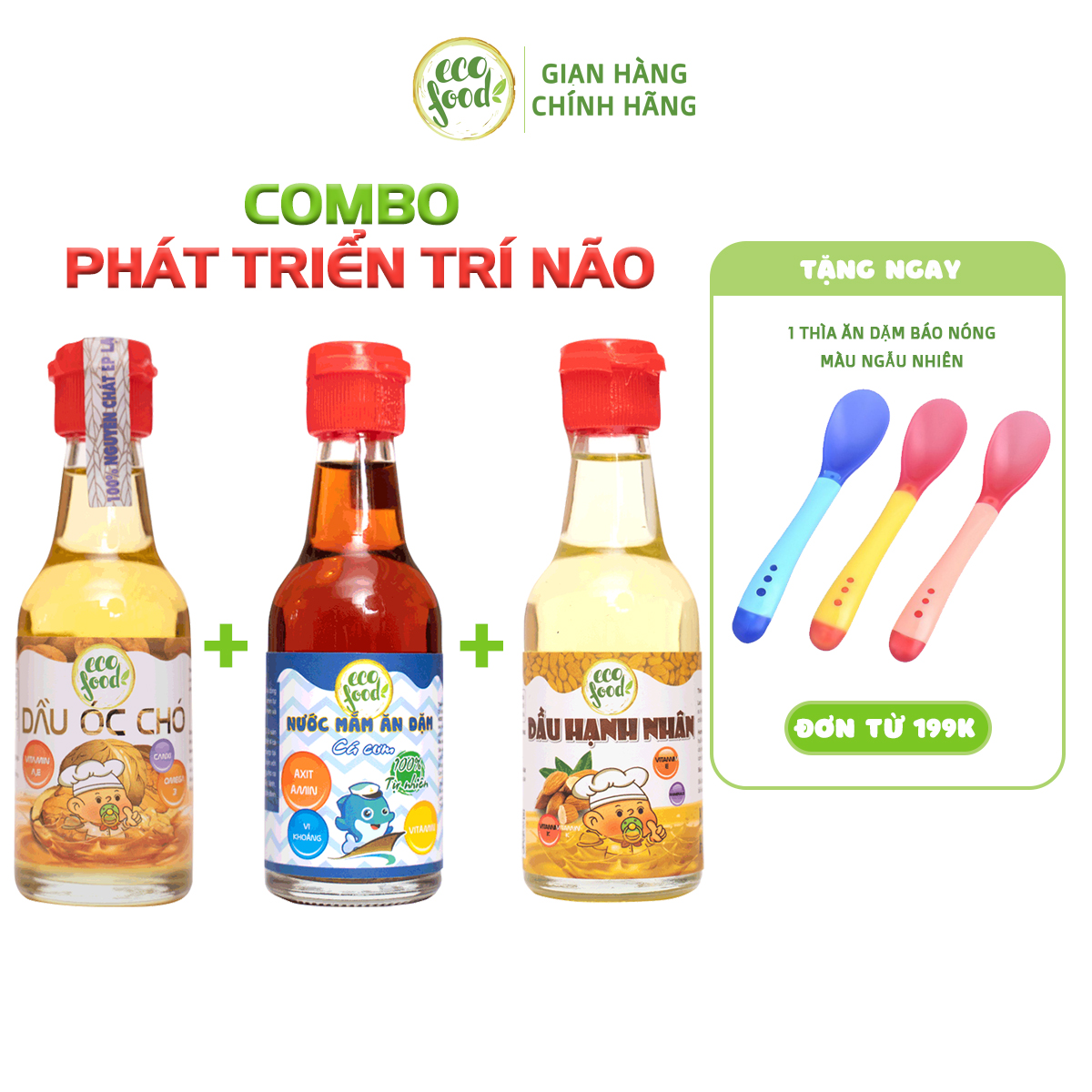 Combo "Phát triển trí não" - Bộ 3 sản phẩm Gia vị Ăn dặm cho bé Ecofood - Ăn dặm kiểu nhật, tự chỉ huy