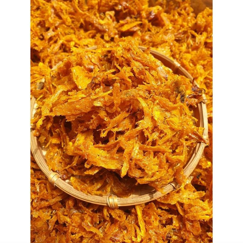 Mực sợi tẩm vị bình định lon 300gram hàng ngon nhà làm