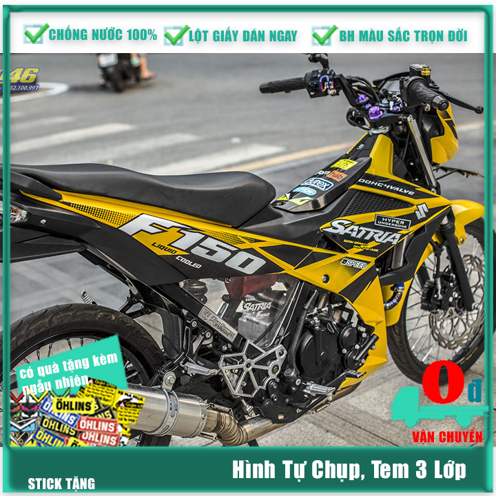 [FREE SHIP] Tem Xe Satria Vàng Đen  🛒 Đổi Được Qua Xe Raider 🛒Làm Được Cả Tem Trùm Và Tem Rời