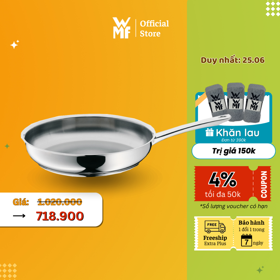 Chảo Thép cao cấp WMF PROFI PFANNEN FRYING PAN size 24 và 28cm - 0790346991 / 0790386991