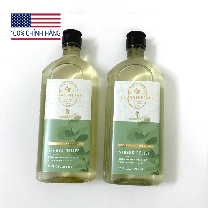 New 2024 - Sữa Tắm Stress Relief Eucalyptus Spearmint Aromatherapy tạo bọt thư giãn bạc hà - Bath and Body Works 295ml - Chính hãng Mỹ