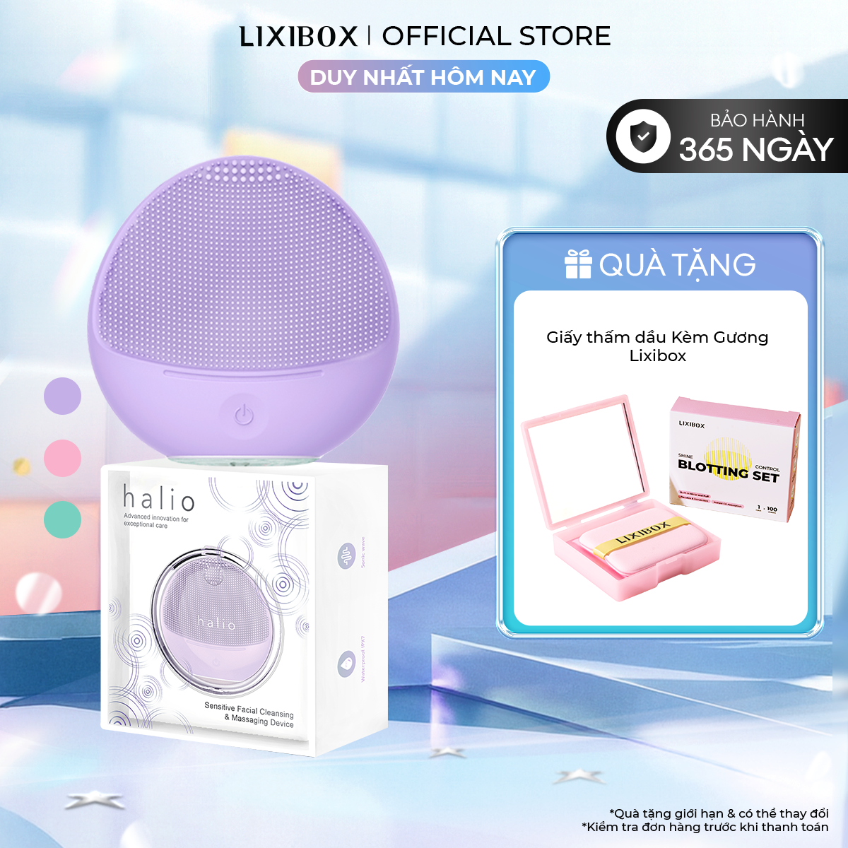 [CƠ HỘI CUỐI] Máy Rửa Mặt Sóng Âm Cho Da Nhạy Cảm Halio Sensitive Facial Device Sóng Âm Sạch Sâu Có Kèm Hộp Treo