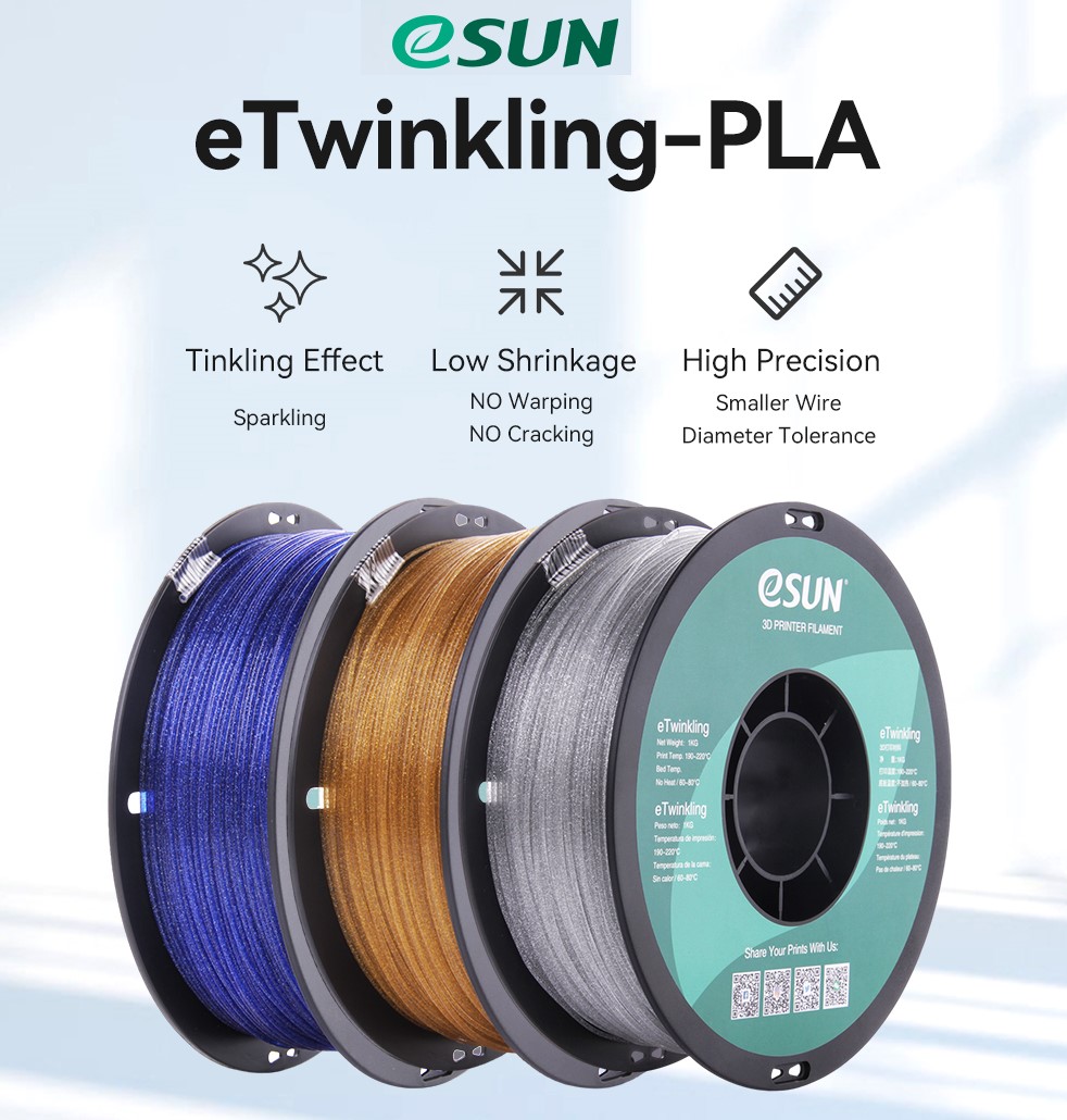 Nhựa in 3d eSun eTwinkling hiệu ứng lấp lánh 1kg/ Cuộn