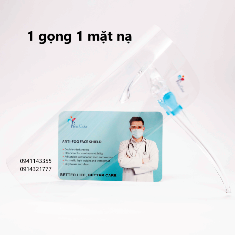 KÍNH BẢO HỘ Mặt nạ bảo hộ tránh chấn thương cho mặt và mắt, chống giọt bắn PURECARE free size nam nữ
