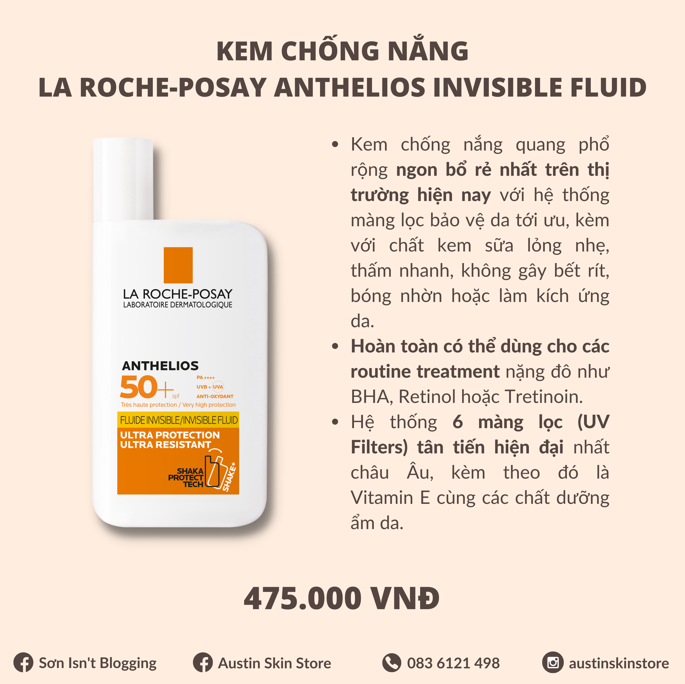 Kem Chống Nắng La Roche-Posay Anthelios Invisible Fluid 50ml