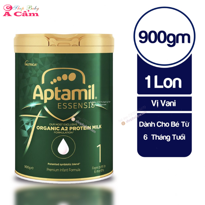 Sữa Aptamil Essensis số 1 900g Organic A2 protein cho bé 0-6 tháng tuổi