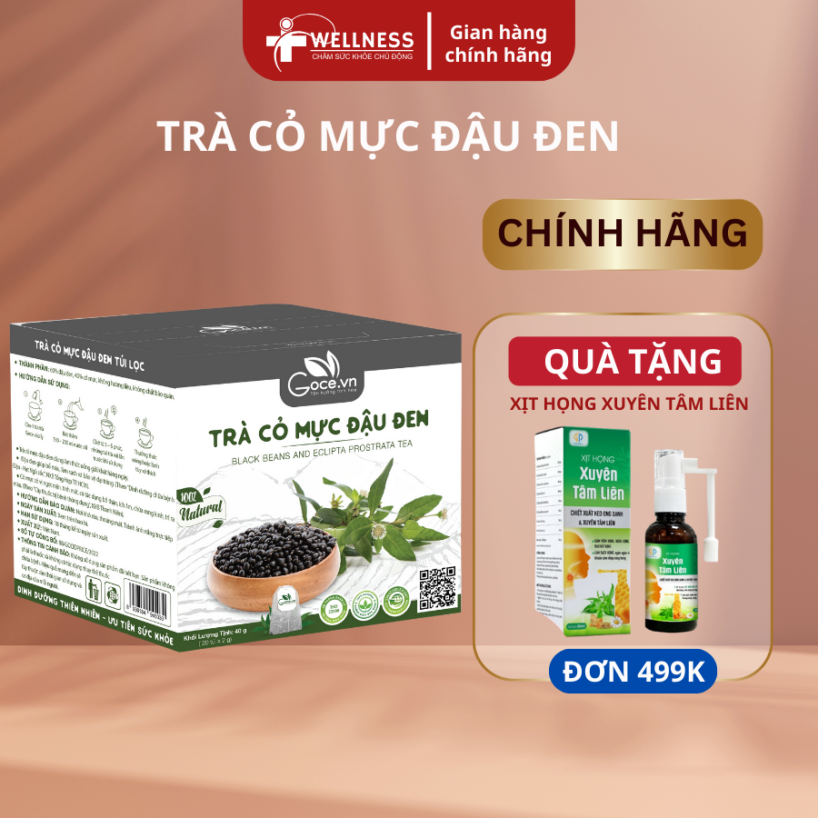 [Chính Hãng] -  Bổ thận mát gan - Trà cỏ mực đậu đen túi lọc Goce Vn, Hộp 20 gói