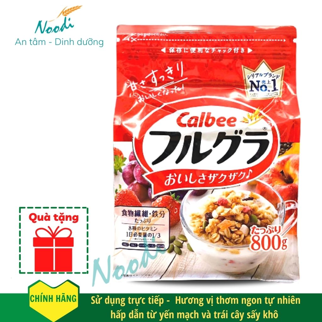 Ngũ cốc calbee đỏ Nhật Bản chính hãng - Ngũ cốc hoa quả trái cây granola dinh dưỡng giảm cân ngon hơn hạt và bột ngũ cốc thông thường