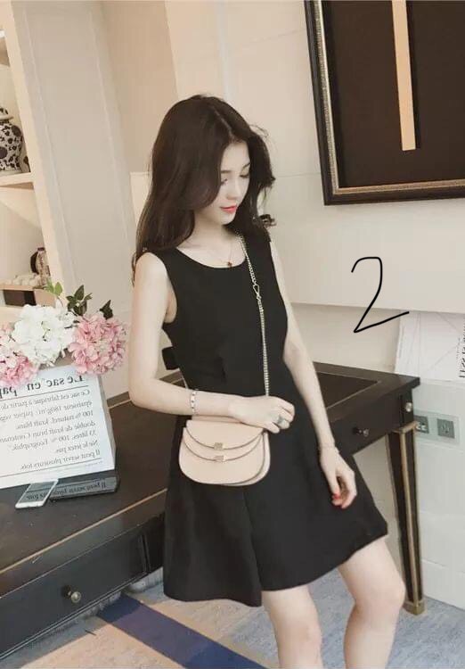 Đầm sát nách nơ sau đen thời trang quyến rũ
