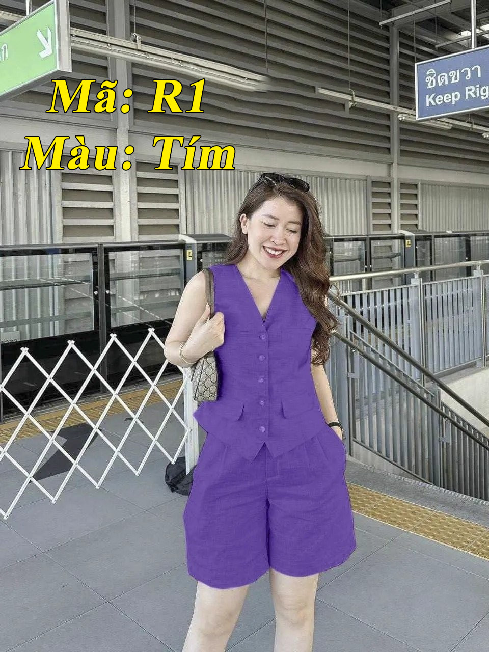 Set Bộ Nữ Áo Sát Nách, Quần Cộc, Bộ Đũi Nữ, Túi Áo Giả, Mã R1