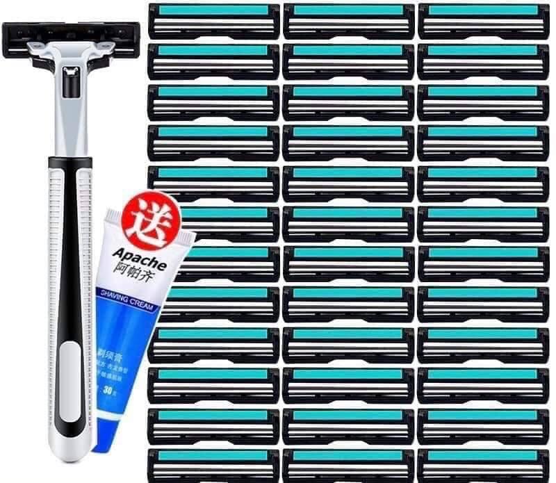 Combo 36 Dao Cạo Râu Lưỡi Kép Kèm 1 Bàn Cạo Cao Cấp( Tặng Típ Kem Tạo Bọt )