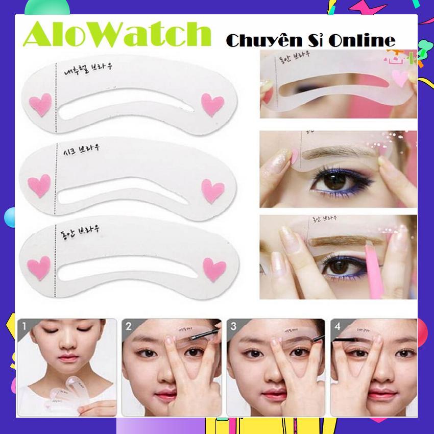 AloWatch - Combo 3 kiểu khung kẻ chân mày - Khuôn kẻ chân mày đẹp, cách vẽ chân mày đẹp- Dụng cụ trang điểm.