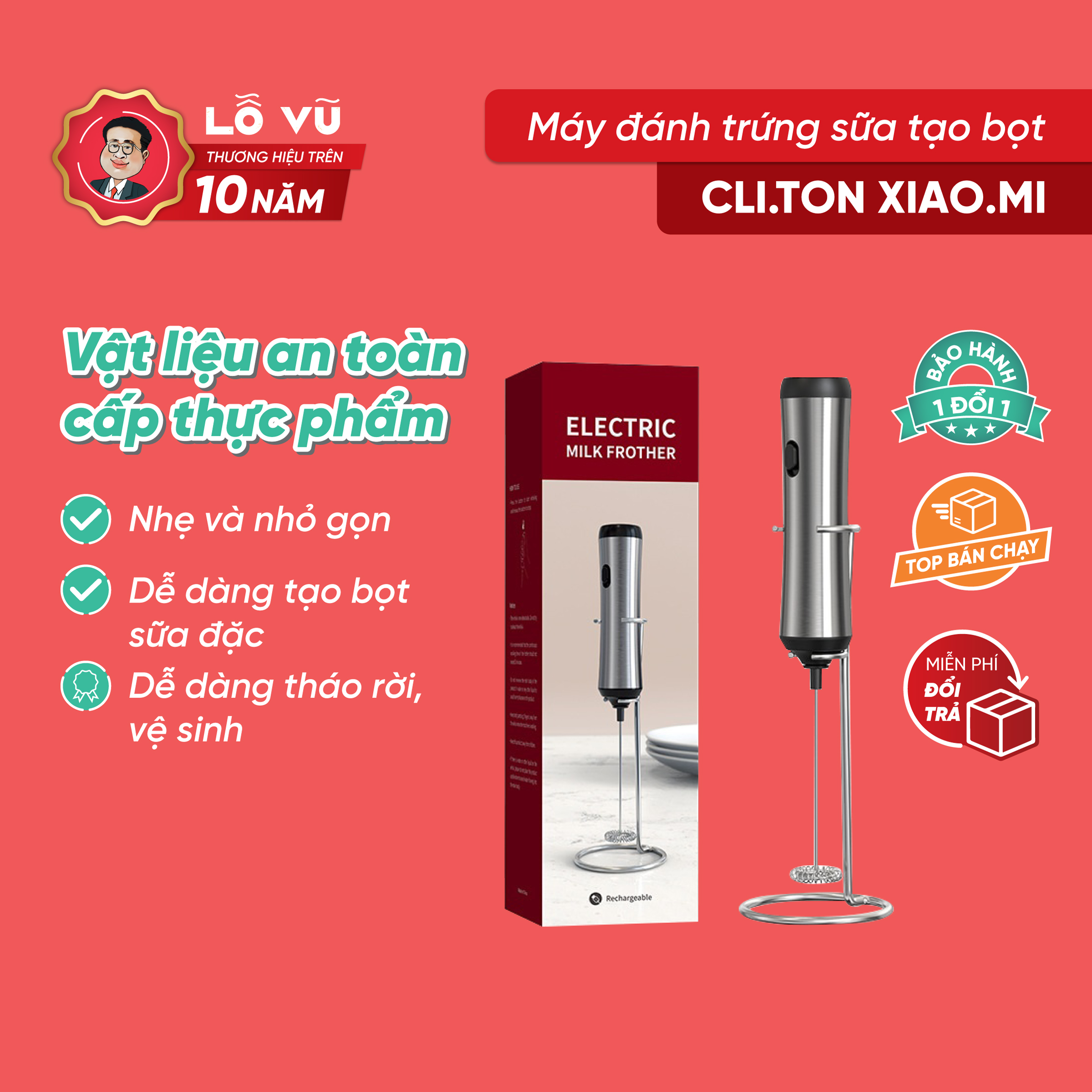 Máy đánh trứng sữa tạo bọt cà phê Cli.ton Xi.ao.mi You.pin