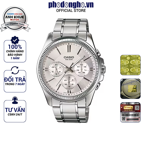 Đồng hồ nam dây kim loại Casio Anh Khuê MTP-1375D-7AVDF