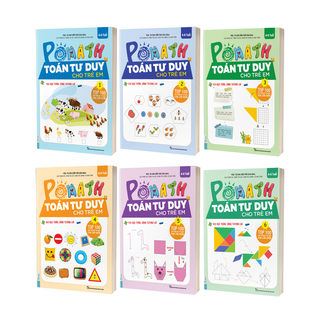 Sách - Combo Trọn Bộ  Pomath 6 Cuốn - Toán Tư Duy Cho Trẻ Em 4-6 Tuổi - McBooks