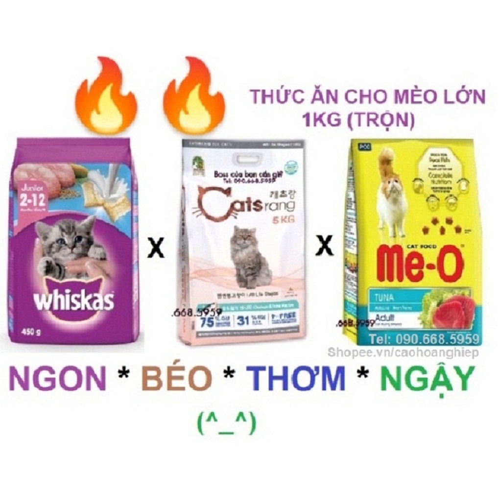 Thức ăn trộn cho mèo gói 1kg Whiskas Me-O Catsrang Cateyes NutriPlan