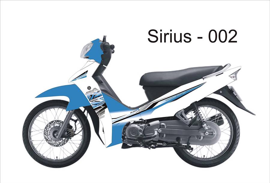 tem trùm xe máy sirius chế đẹp - giá rẻ - tem sọc trắng xanh