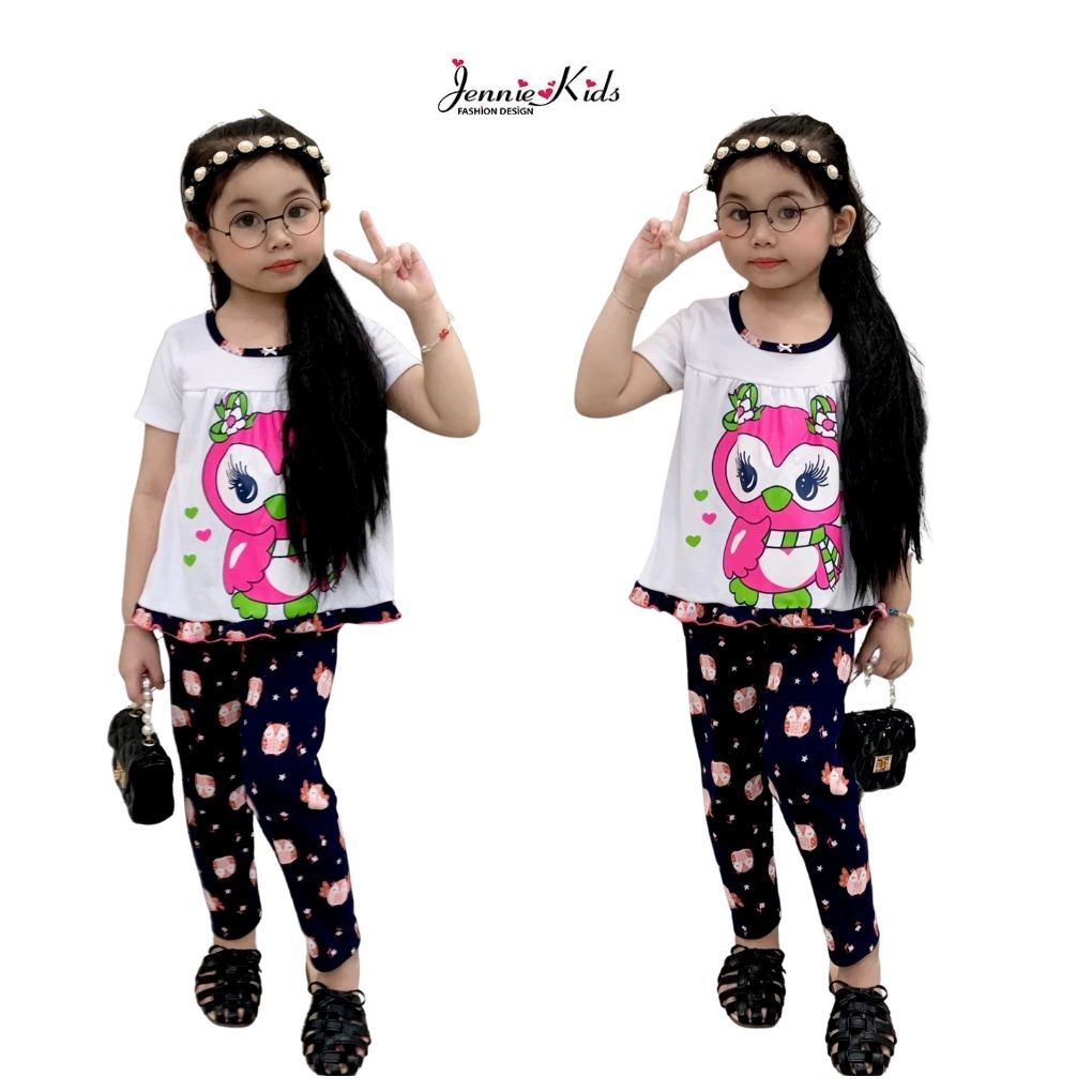 Đồ bộ bé gái, bộ bé gái dài cute baby doll vải cotton borrip VNXK Jennie kids J466