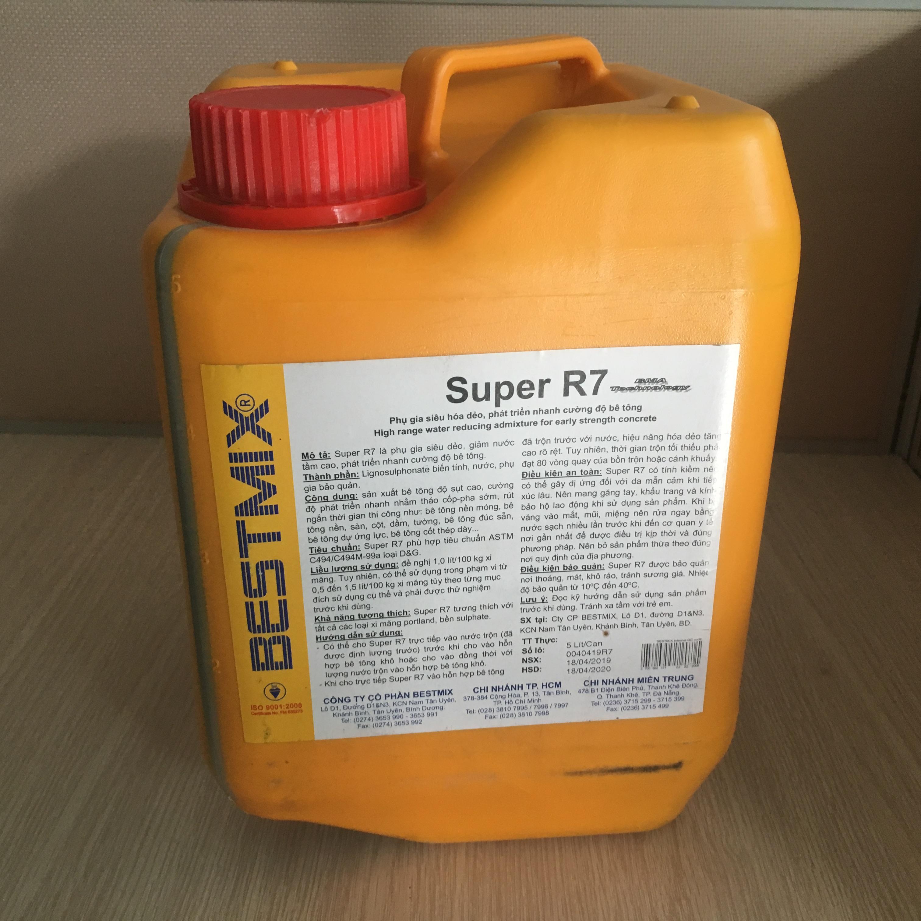 Phụ gia bê tông siêu hóa dẻo Super R7 phát triển nhanh cường độ bê tông  05kg