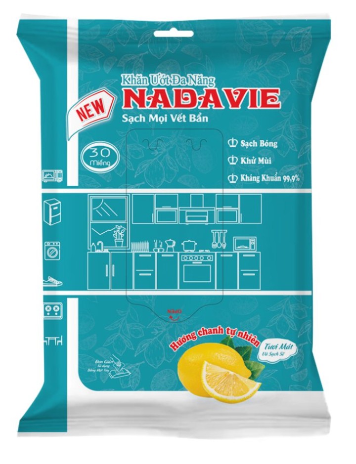 Khăn ướt đa năng Nadave hương chanh 30 miếng