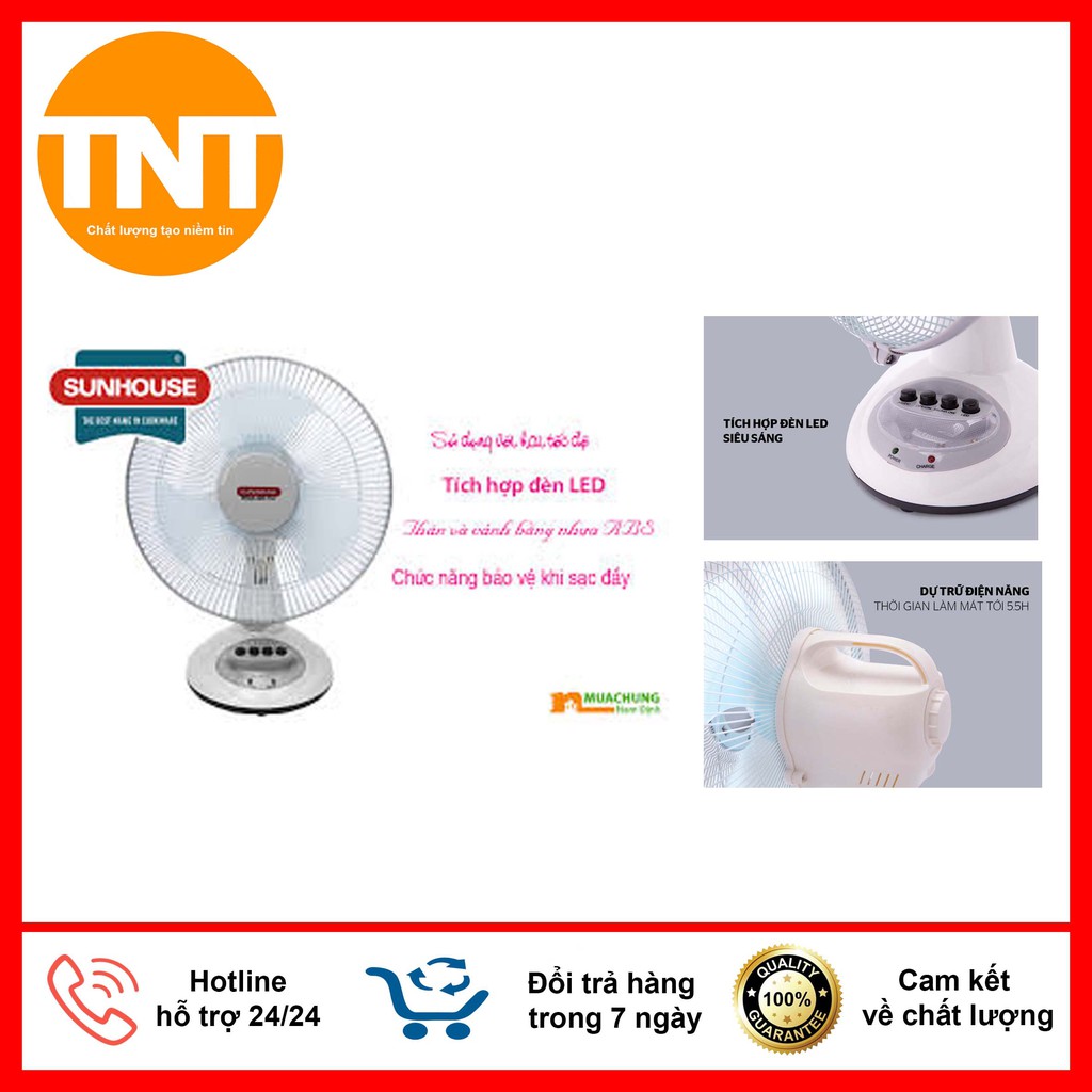 Quạt điện- quạt tích điện sunhouse shd7112, hàng chính hãng