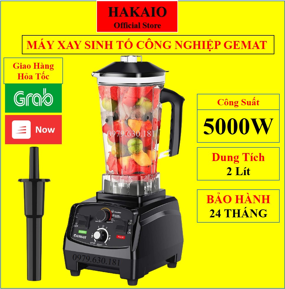 Máy Xay Sinh Tố Công Nghiệp 5000W GEMAT Xay Đá, Sinh Tố, Đồ Khô Cứng Bảo Hành 12 tháng hàng chính hãng