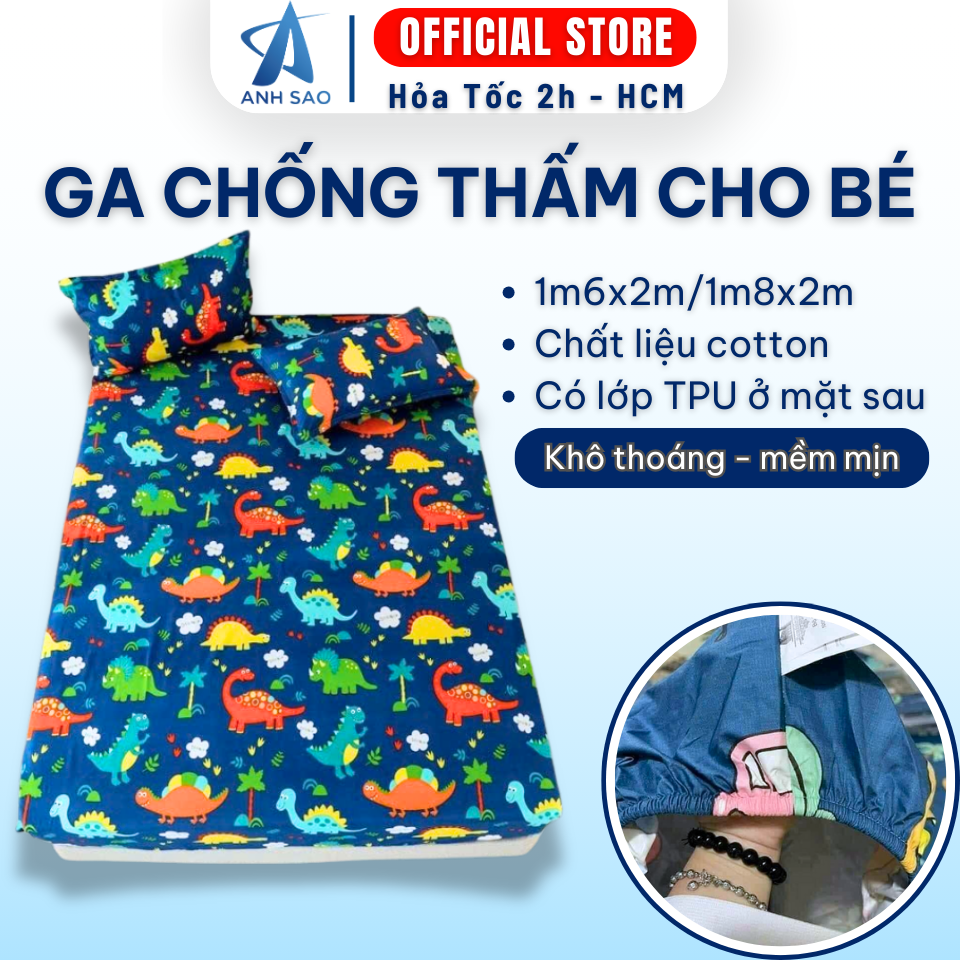 Ga Chống Thấm Ánh Sao Bọc Nệm Cotton Và TPU Mềm Mịn Ga Giường Chống Thấm Nước Cho Bé Người Lớn Cao Cấp 1m6x2m 1m8x2m giao ngẫu nhiên