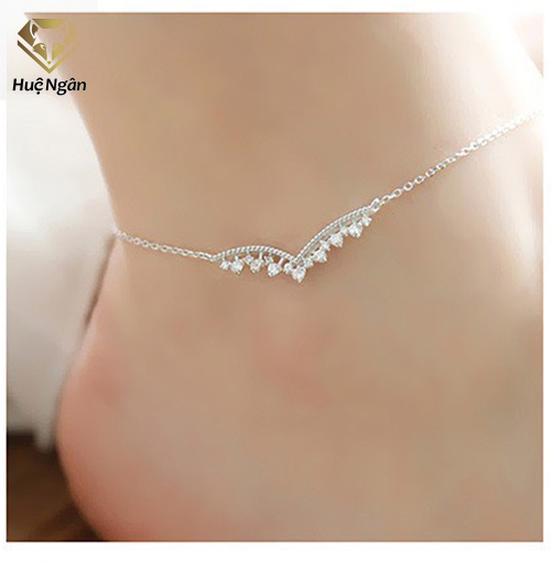 Lắc chân bạc ý 925 huệ ngân - đôi cánh thiên thần rybj50075