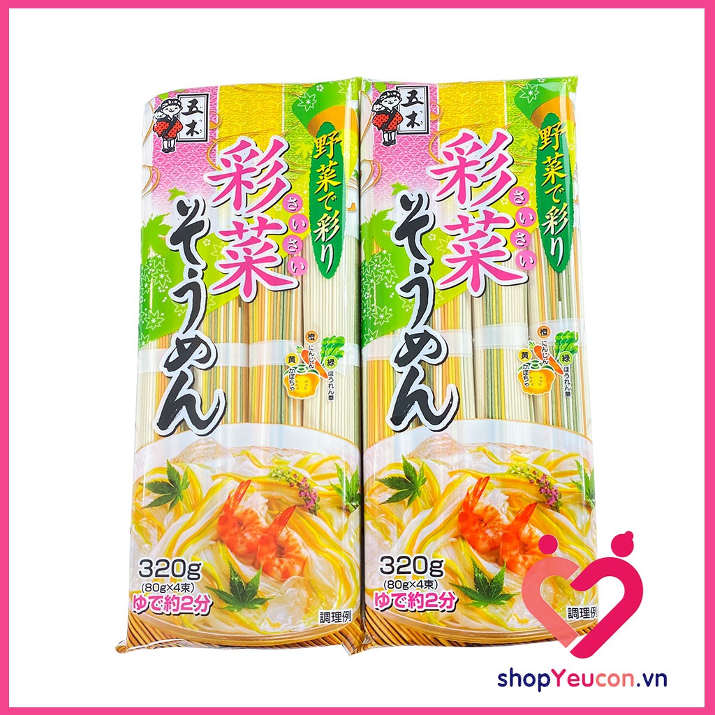 Mì Somen Ngũ Sắc Itsuki Rau Củ 320g Nhật Cho Bé Ăn Dặm date T12/2026