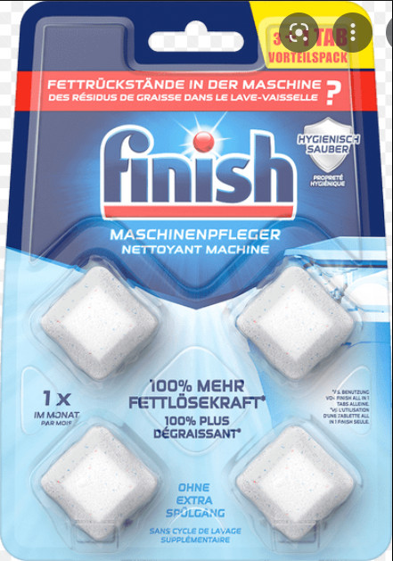 Viên vệ sinh máy rửa bát/ chén hãng Finish, vỉ gồm 4 viên