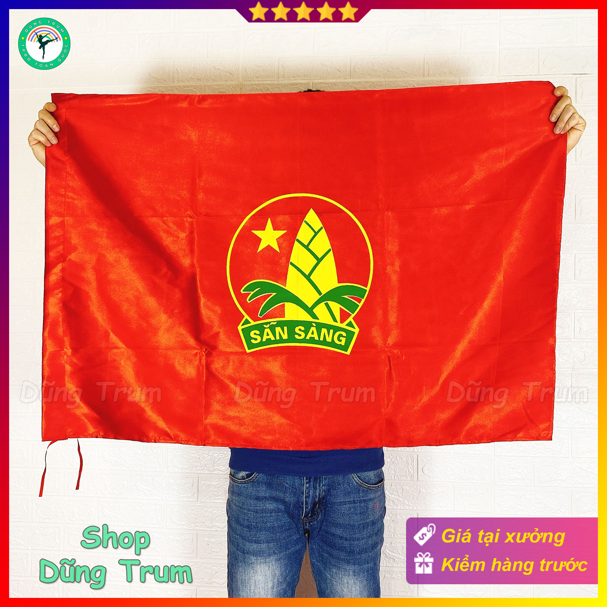 Cờ Đội viên cờ măng non đoàn đội vải Satanh bền đẹp kích thước chuẩn