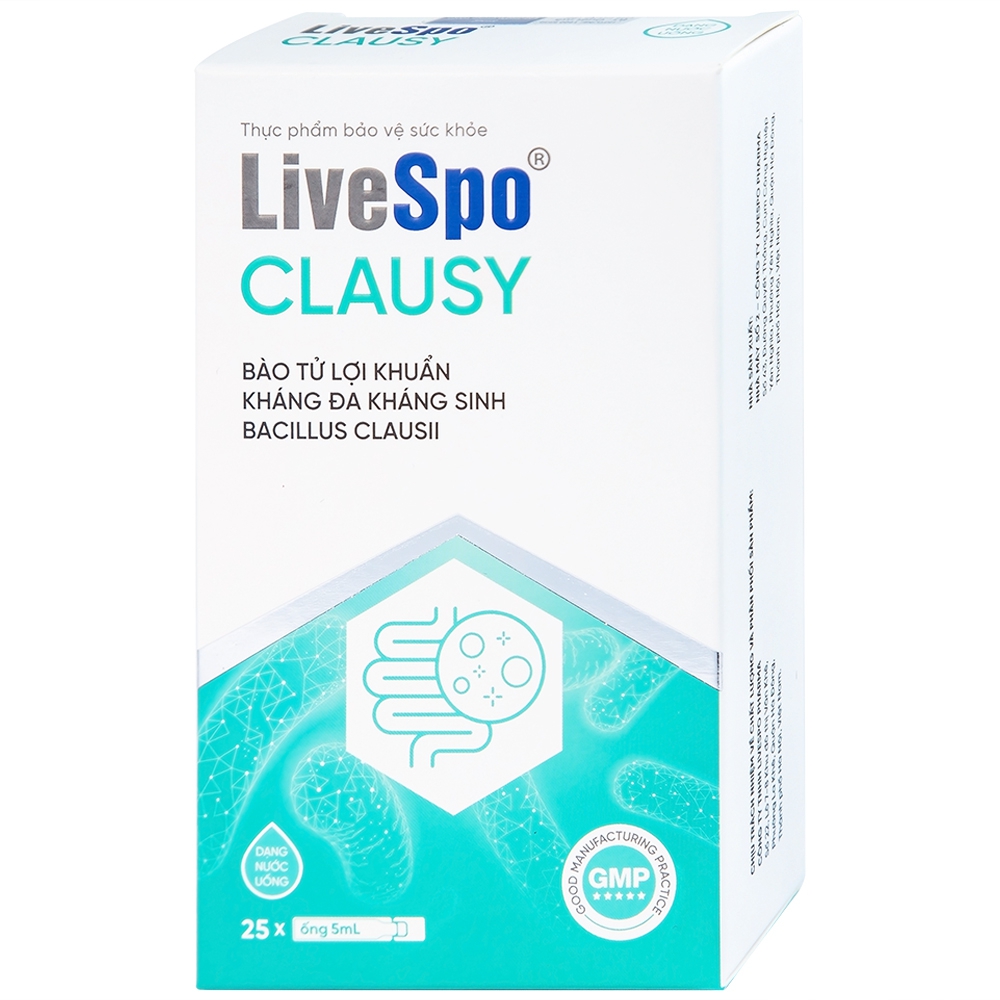 Men vi sinh LiveSpo Clausy - Giảm rối loạn tiêu hóa hộp 10 ống x 5ml