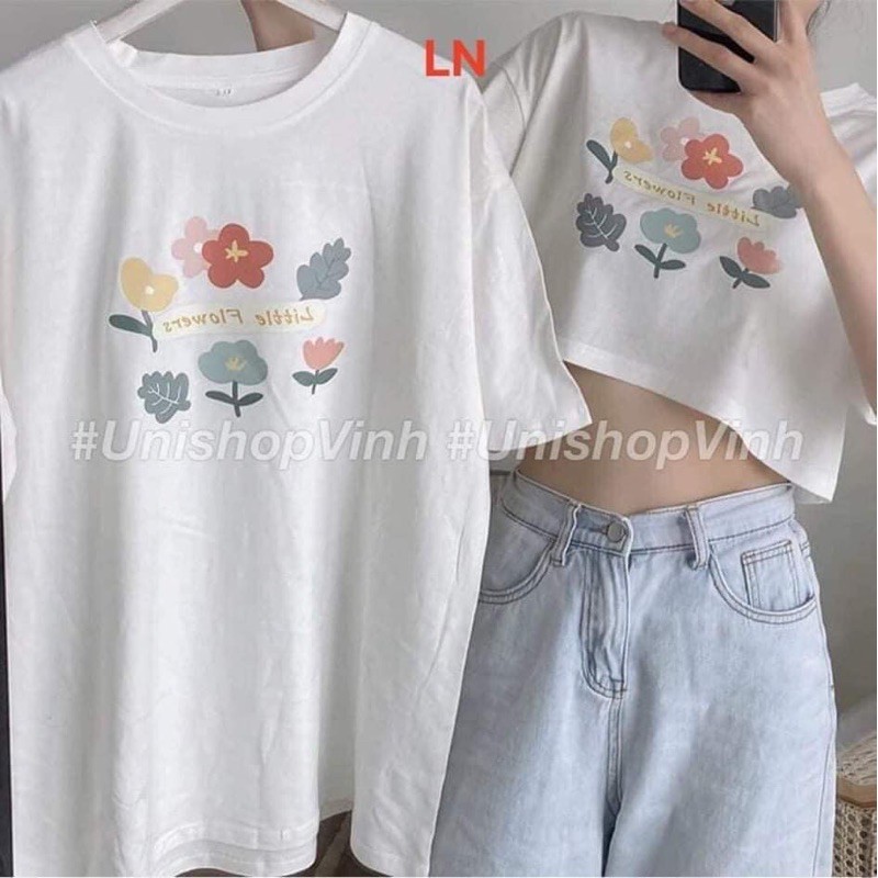 Áo đôi bông hoa croptop +áo phông LN11 , áo thun nam nữ, quần kaki, quần nữ, sét bộ mặc ở nhà, áo thun tay dài, quần jean ống rộng MODY