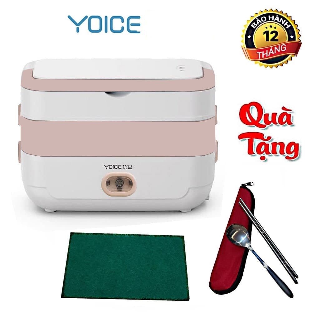 hộp cơm điện, hộp hâm cơm, hộp cơm giữ nhiệt, hộp cơm cắm điện, hộp cơm đa năng, hộp cơm điện thông minh YOICE, 3 tầng, khay inox [ HÀNG CHÍNH HÃNG - BẢO HÀNH 12 THÁNG, TẶNG 1 PHẦN QUÀ HẤP DẪN]
