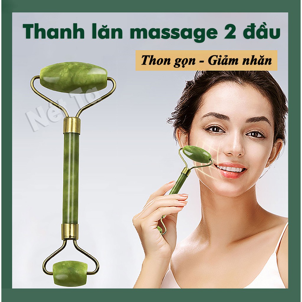 Cây Lăn Massage Mắt Mặt Chống Nhăn Căng Da 2 Đầu- Đá Xịn