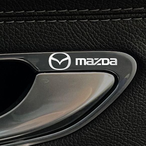 Decal dán trang trí xe ô tô đẹp, tem kim loại chìm in logo hãng xe Mazda, tem stick in logo dán xe ô tô niken mạ bạc cao cấp dòng xe Mazda 2, 3,6 Mazda Cx-5, Cx-8, Mazda BT50