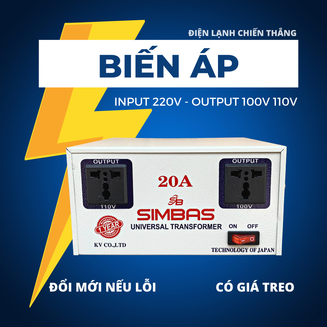 Biến áp, biến thế bộ đổi nguồn 2kva 220v sang 110v - 100v dùng cho máy nội địa