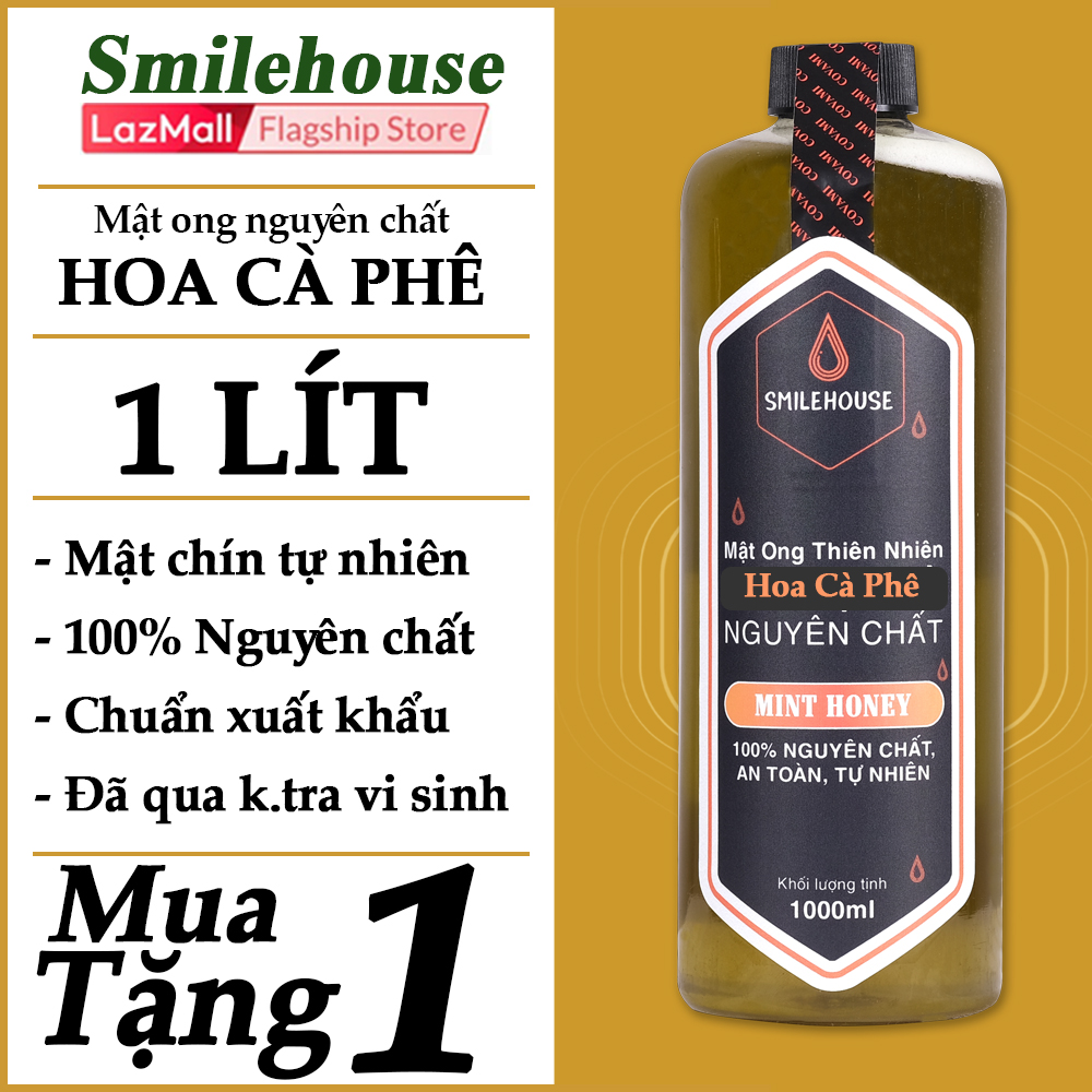 [ Mật Ong Quốc Dân ] Mật ong nguyên chất hoa cà phê Smilehouse 1 lít, nguyên chất, an toàn, cam kết đúng chất lượng, tăng sức đề kháng, tăng cường sức khỏe.