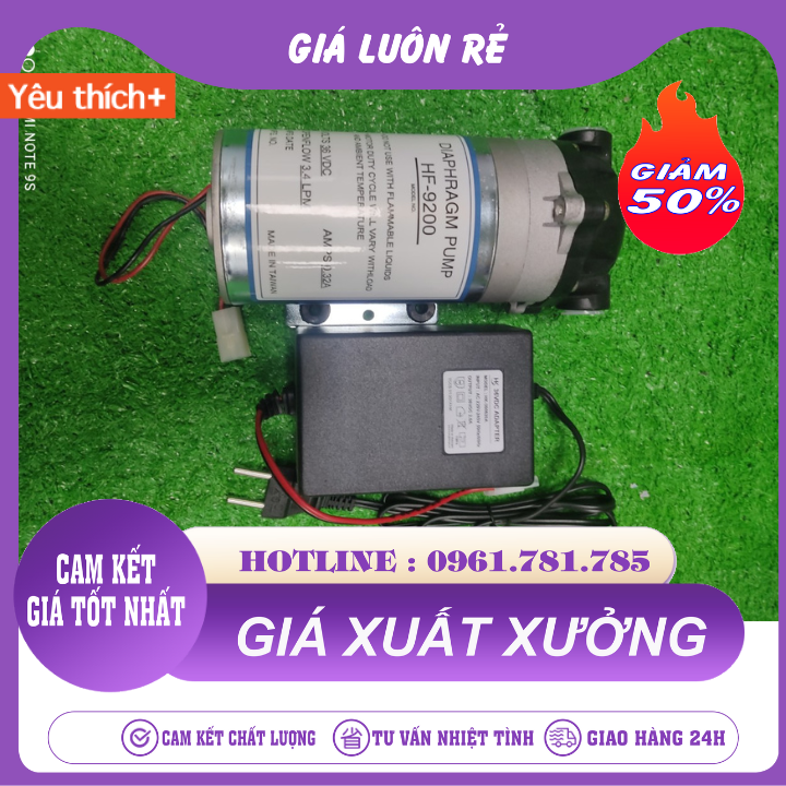 Bơm ro 9200 + adaptor 36v dùng trong lĩnh vực phun sương làm mát, tưới cây hay phun hóa chất lọc nước
