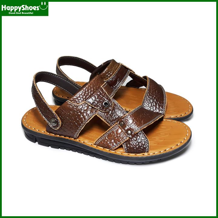 [SIÊU PHẨM] Giày Sandal Nam Da Bò Thật - Vân Cá Sấu HP02, Happyshoesvn