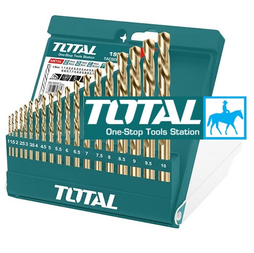 Bộ 19 mũi khoan kim loại khoan gỗ từ 1mm tới 10mm total ingco tacsd0195